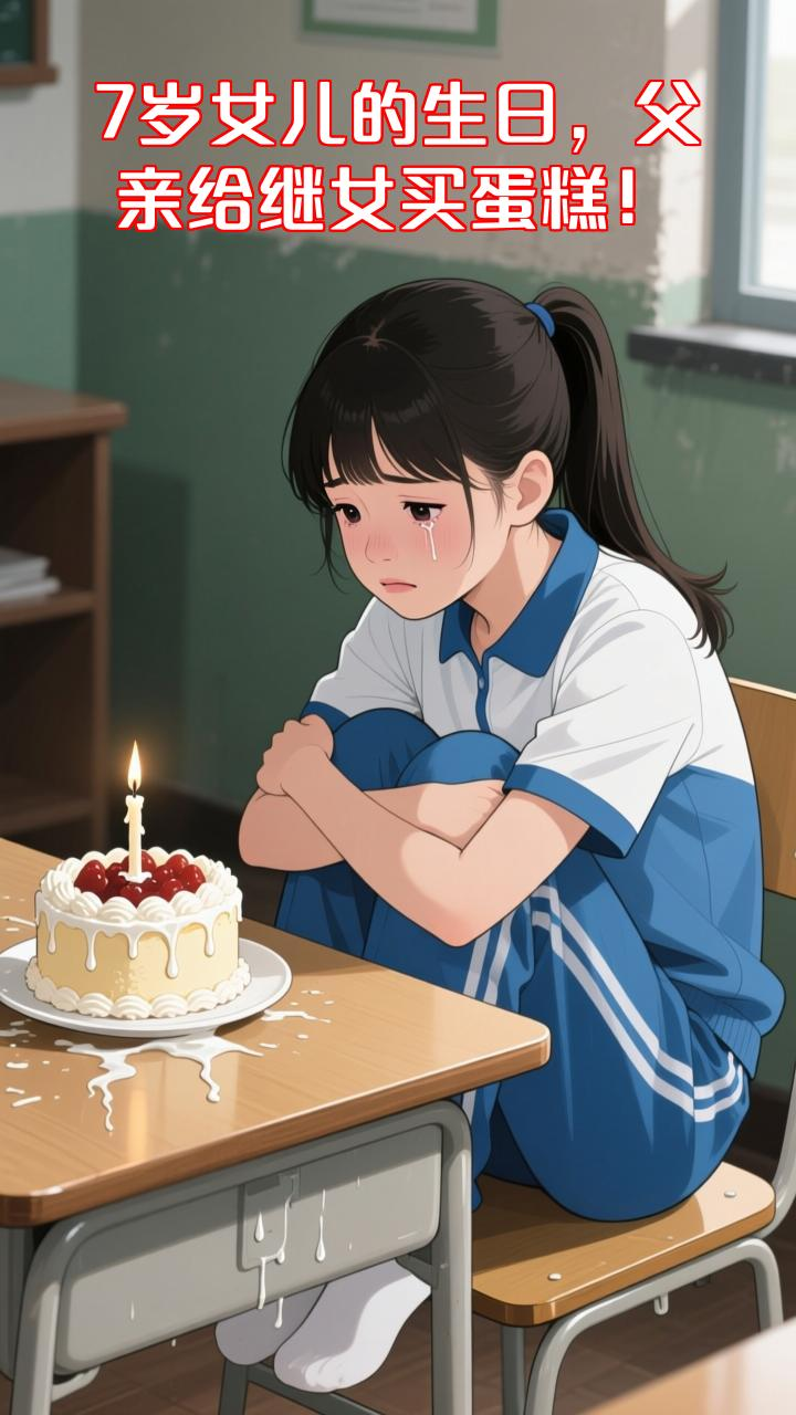 7岁生日当天,父亲给继女买蛋糕,她默默藏起卷子上的100分