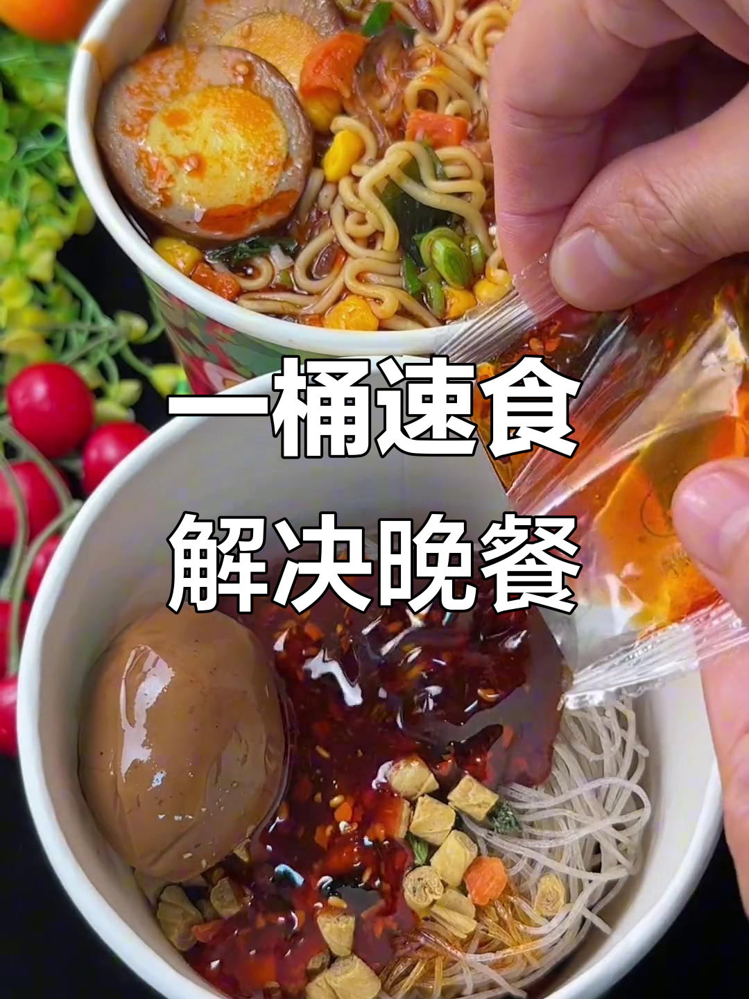 只需开水一冲,粉面菜蛋轻松搞定宵夜