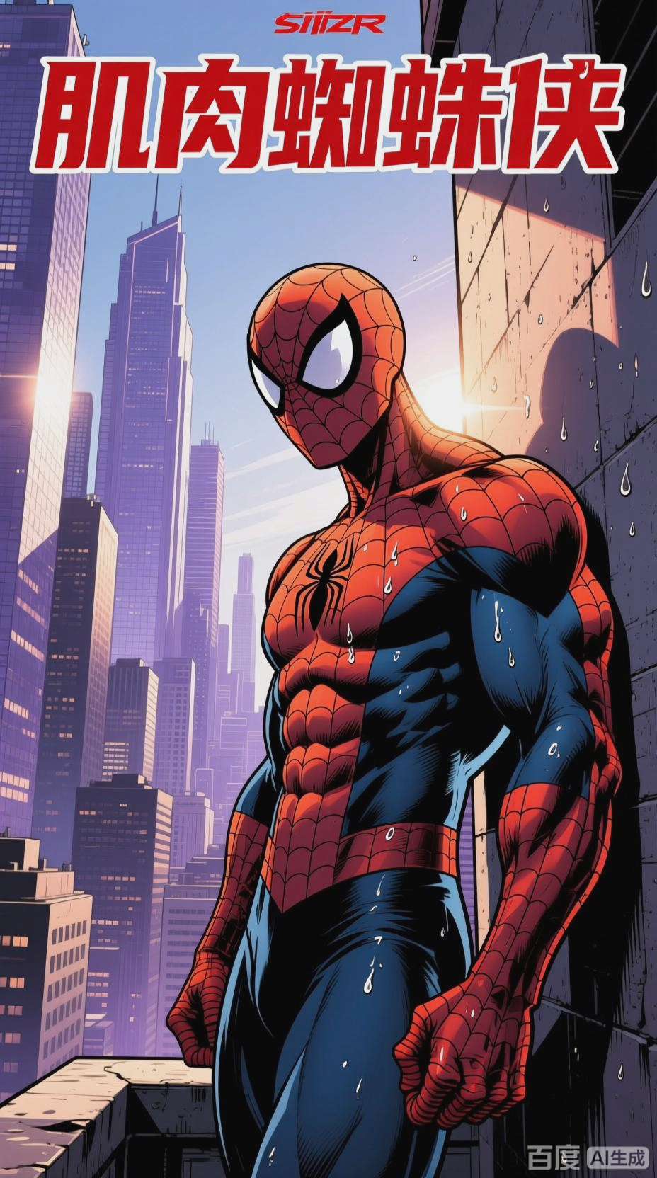 高冷肌肉蜘蛛侠的漫画特写