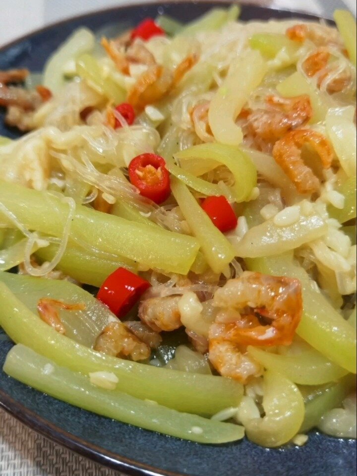 虾米炒葫芦瓜粉丝 低脂 美味@家常菜