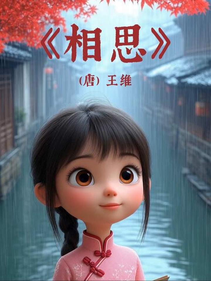 儿童古诗《相思》红豆生南国，春来发几枝