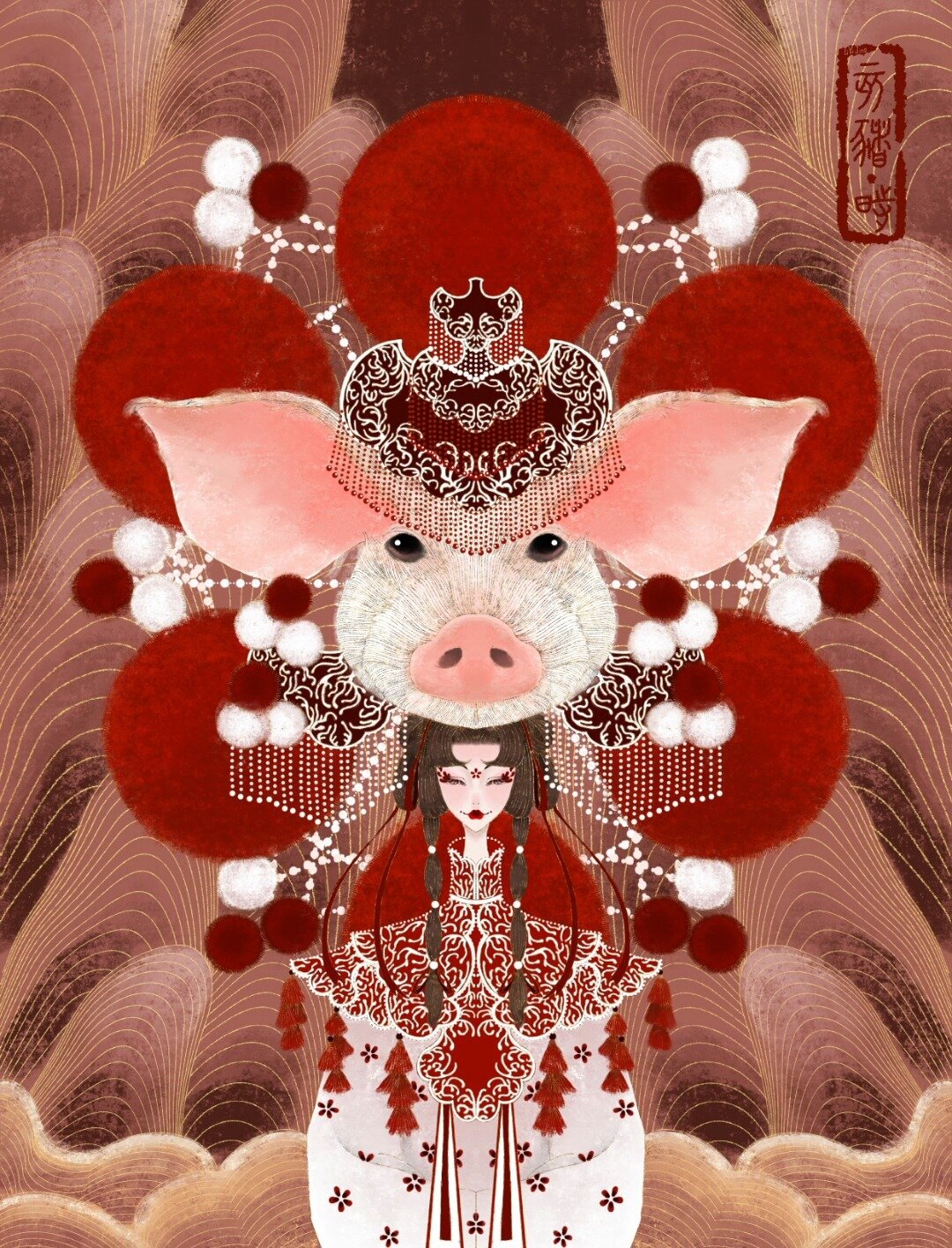 十二生肖,十二时辰国风插画(鸡-猪)