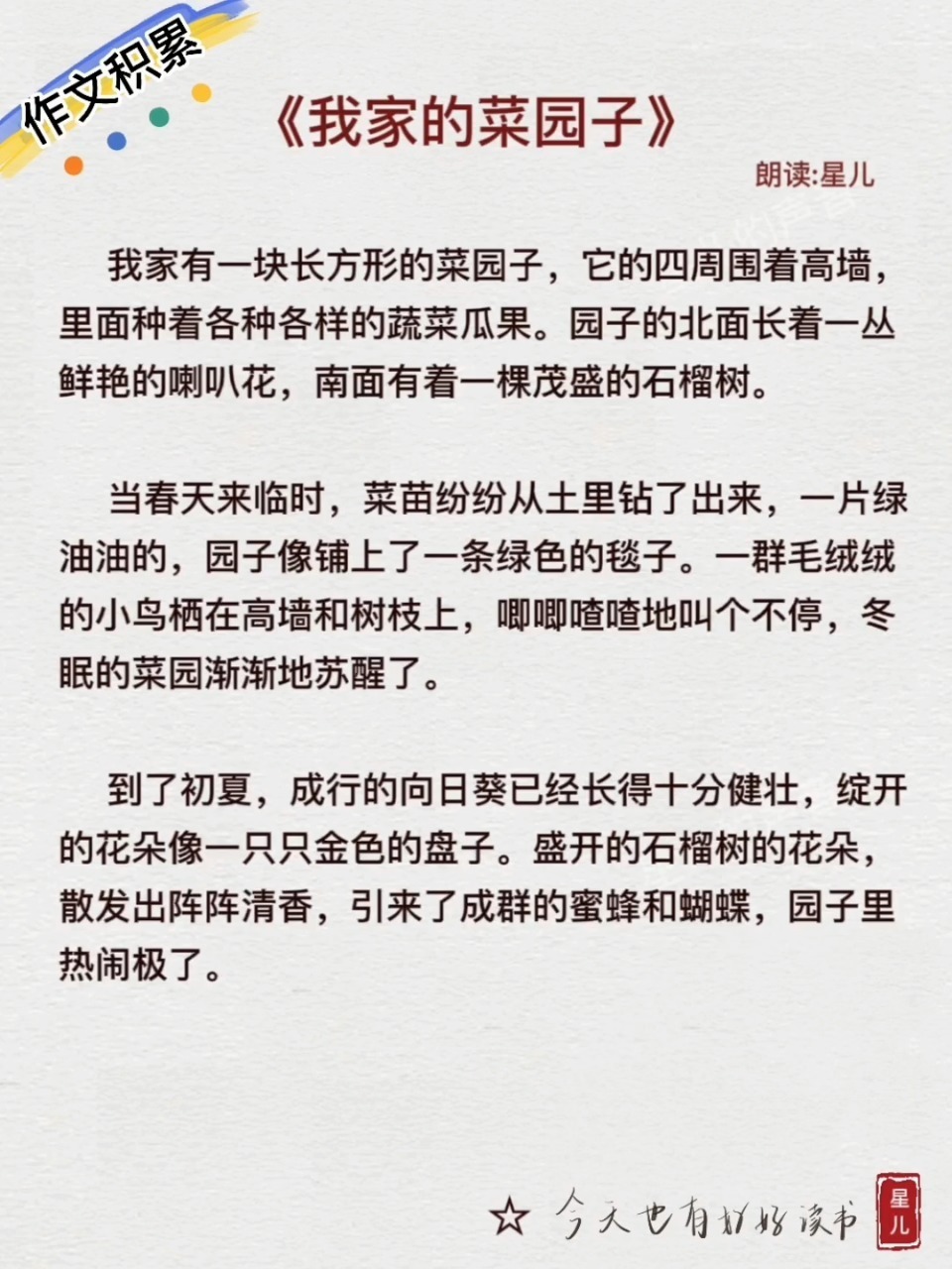优秀作文《我家的菜园子》