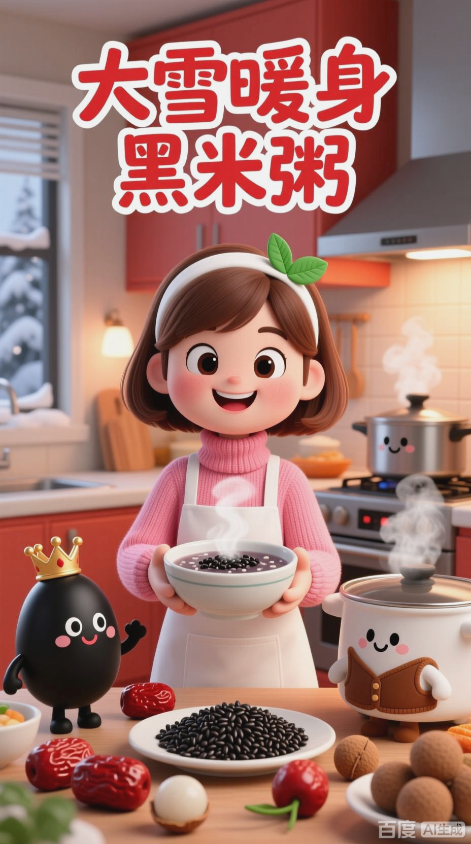 大雪时节，黑米粥暖身补气血