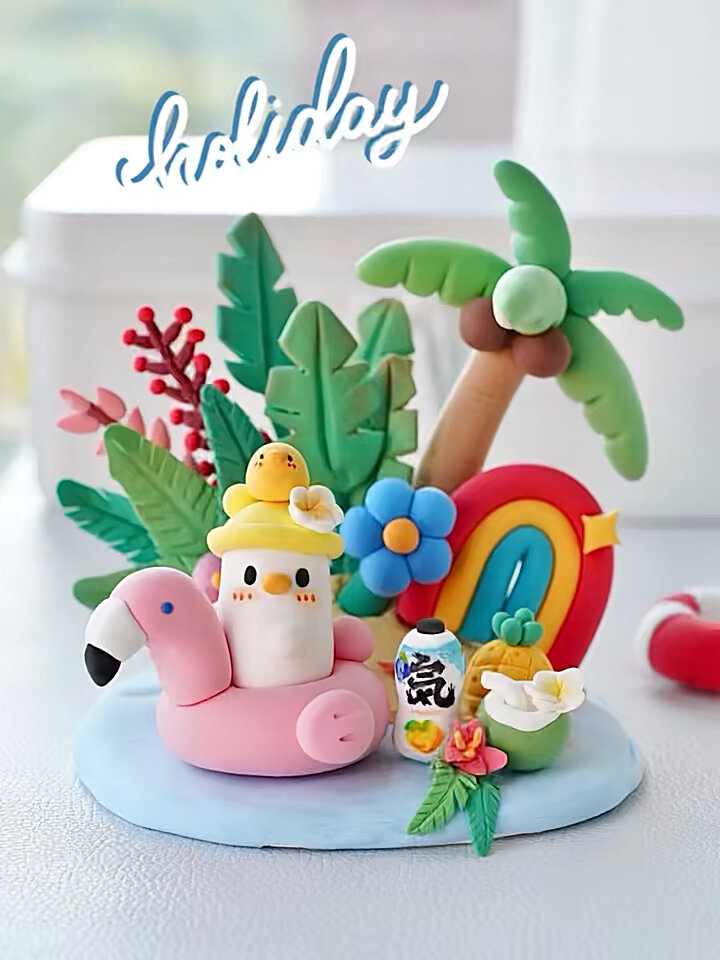 超轻粘土教程|是夏天鸭～去海边度假吧～