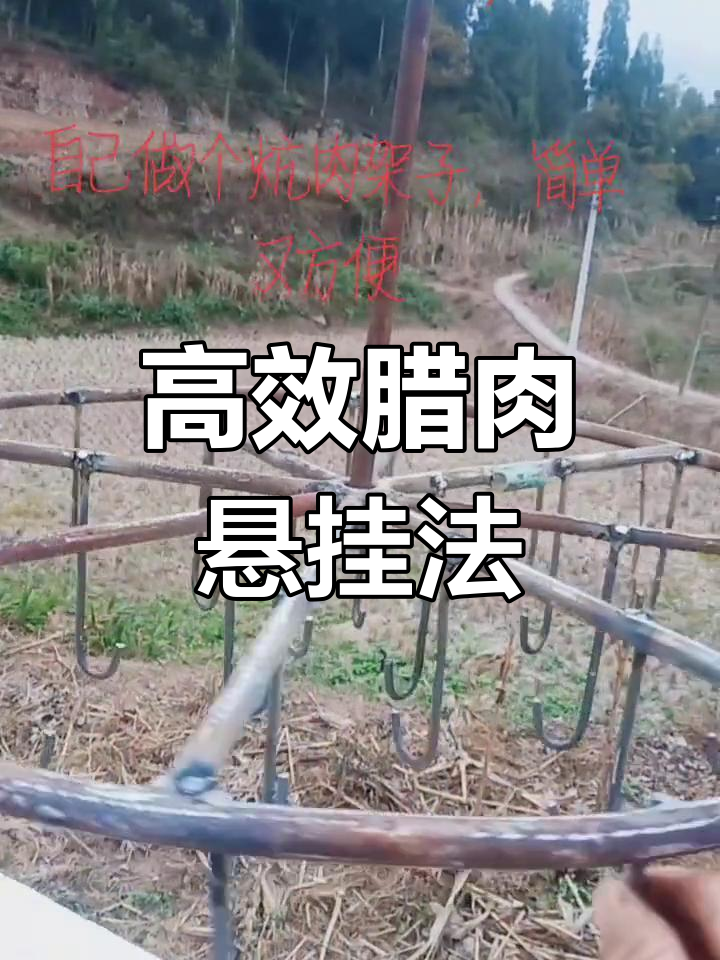 腊肉制作秘籍:旋转矮架子的巧妙设计,轻松挂满三十多块