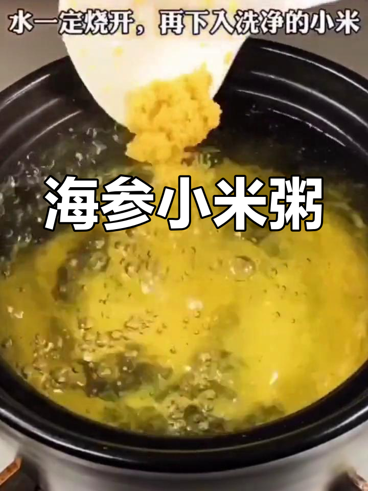 营养丰富的小米海参粥,鲜嫩咸香,滋补养生必备
