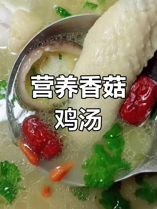 香菇鸡汤,滋补暖心汤,鸡肉、红枣和枸杞一起炖