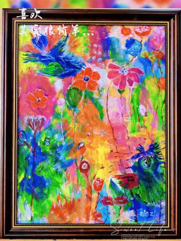又画了幅花。起名《缤纷世界》,抑或《浪漫花季》?#油画风 #油画花卉
