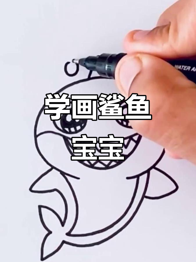 鲨鱼宝宝简笔画教程,轻松学会画可爱小动物