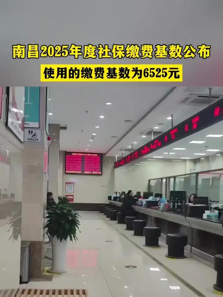 南昌2025年度社保缴费基数公布使用的缴费基数为6525元