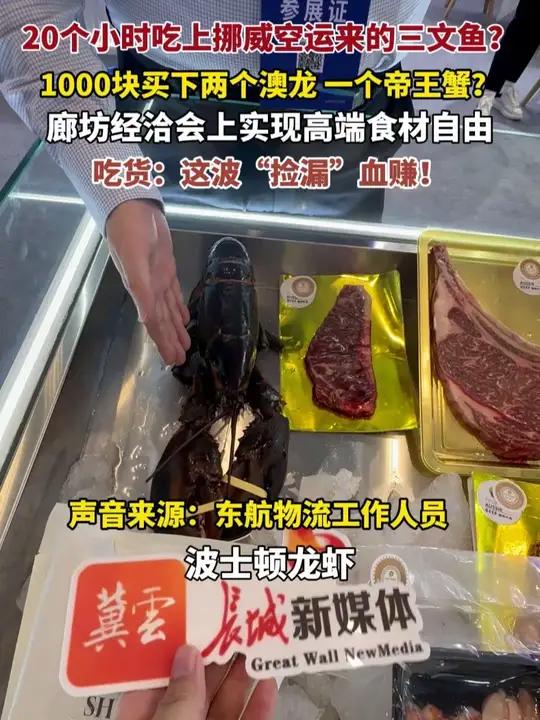 20个小时吃上挪威三文鱼?1000块买下两个澳龙 一个帝王蟹?廊坊经洽会上如何实现高端食材