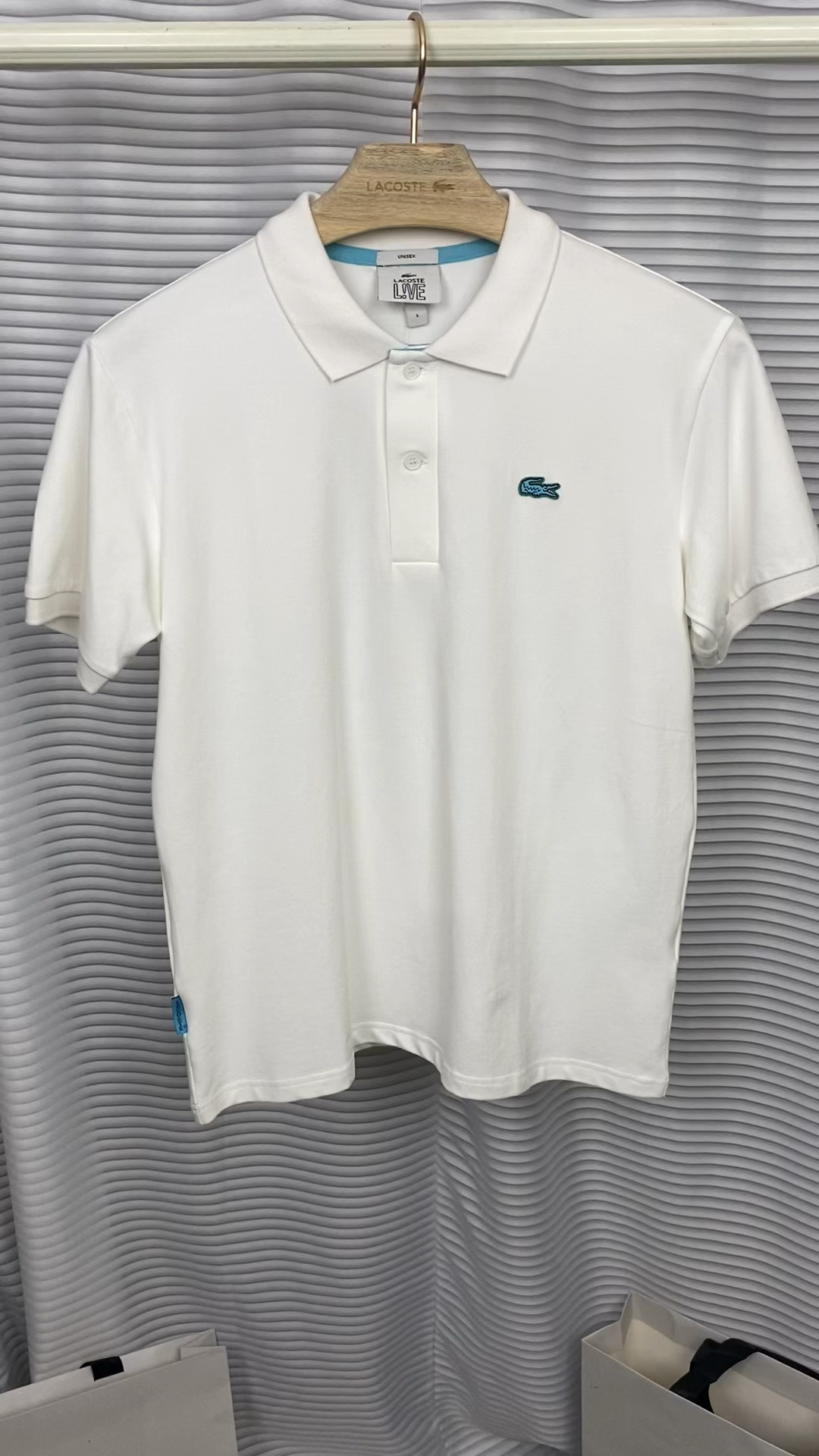法国鳄鱼Lacoste男装新款彩鱼标Polo衫～白色