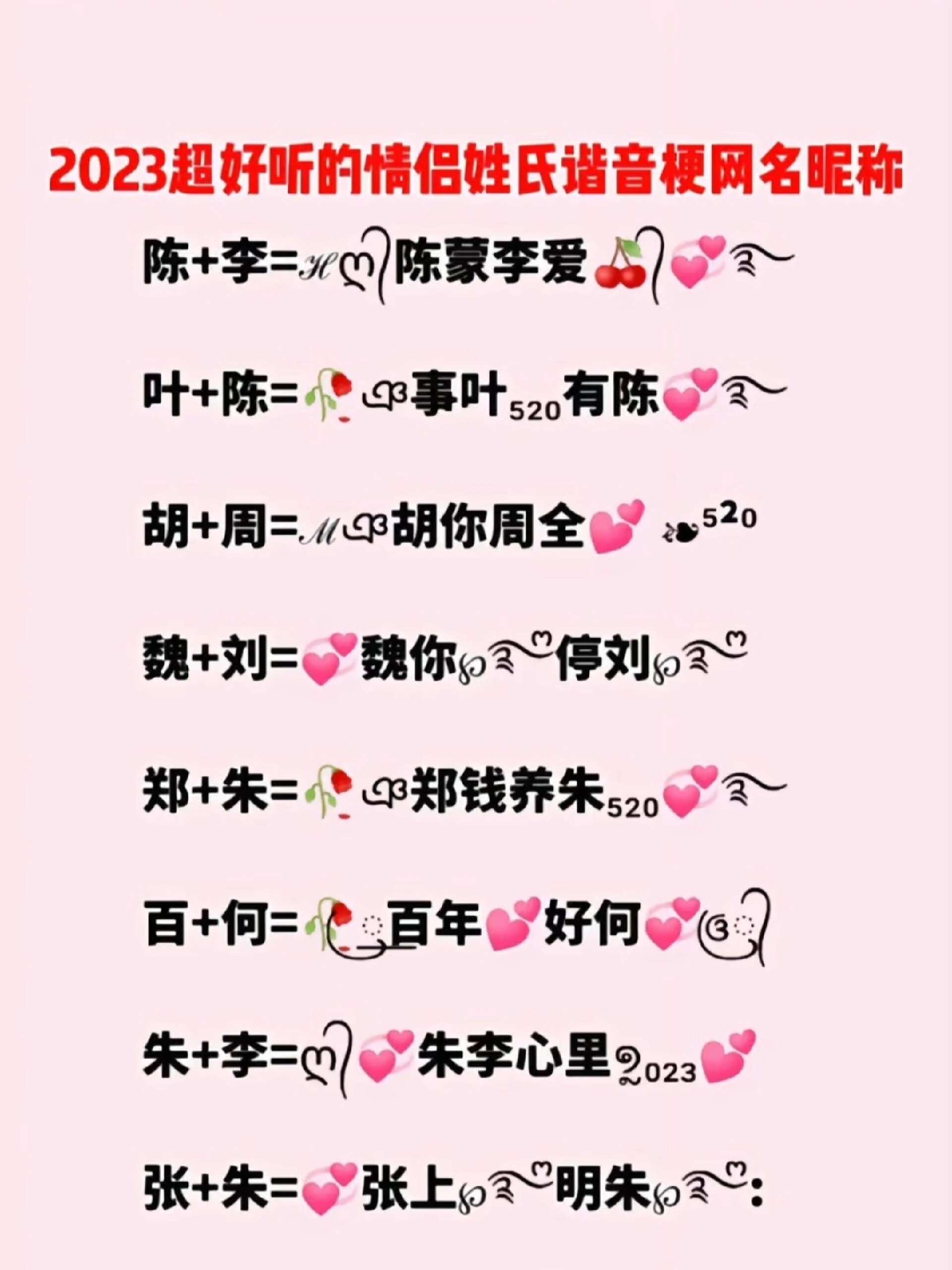 情侣姓氏谐音梗高级网名