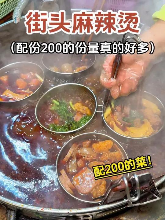 街头特色麻辣烫,让老板配了200的菜,太香了!
