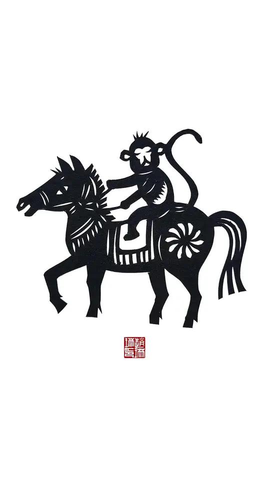 马上封侯剪纸