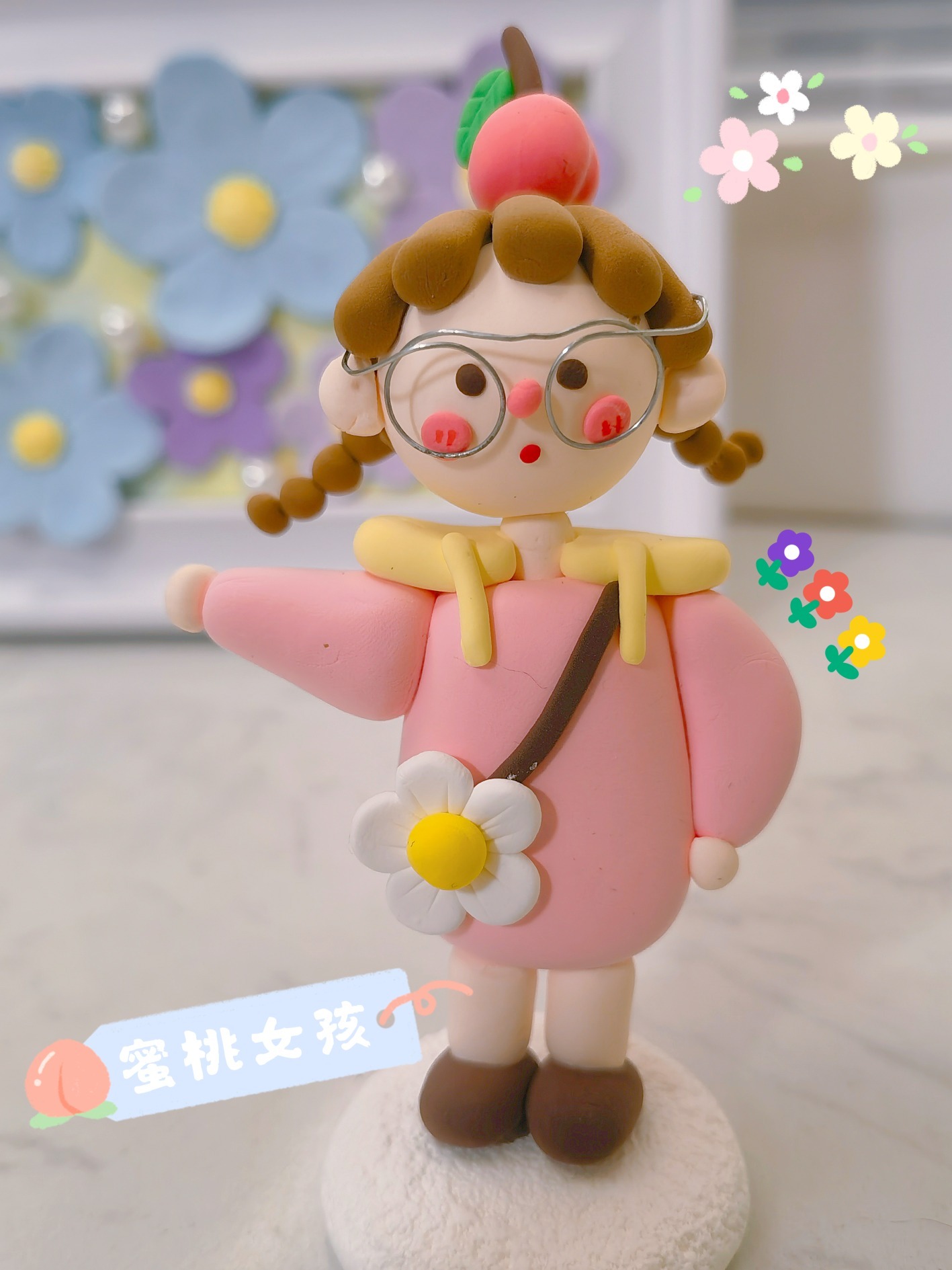 超轻粘土视频教程|自制蜜桃女孩摆件