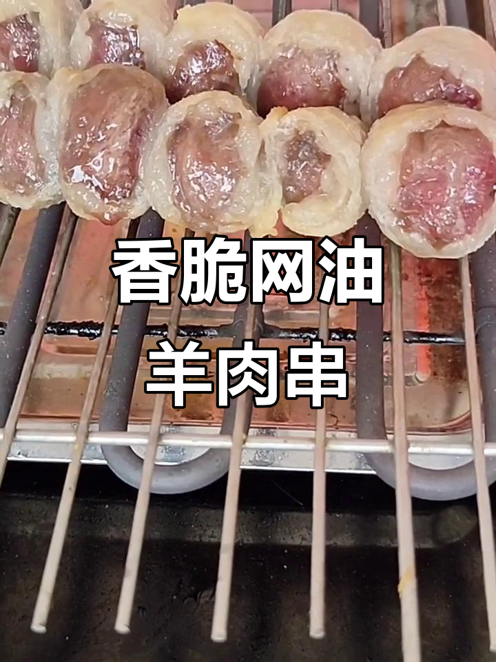 网油烤羊肉串，外焦里嫩，孜然辣椒粉加持更诱人