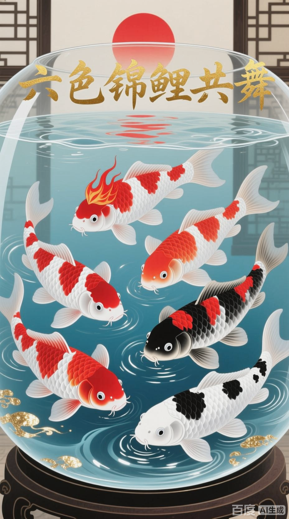 多彩锦鲤鱼缸的视觉盛宴