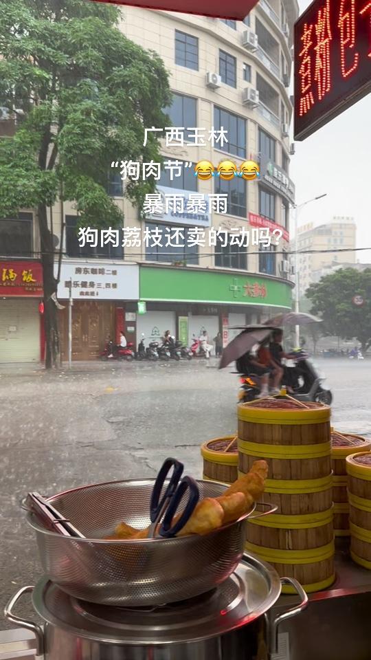 广西玉林夏至.“狗肉节”暴雨天气,荔枝狗肉还卖的得?