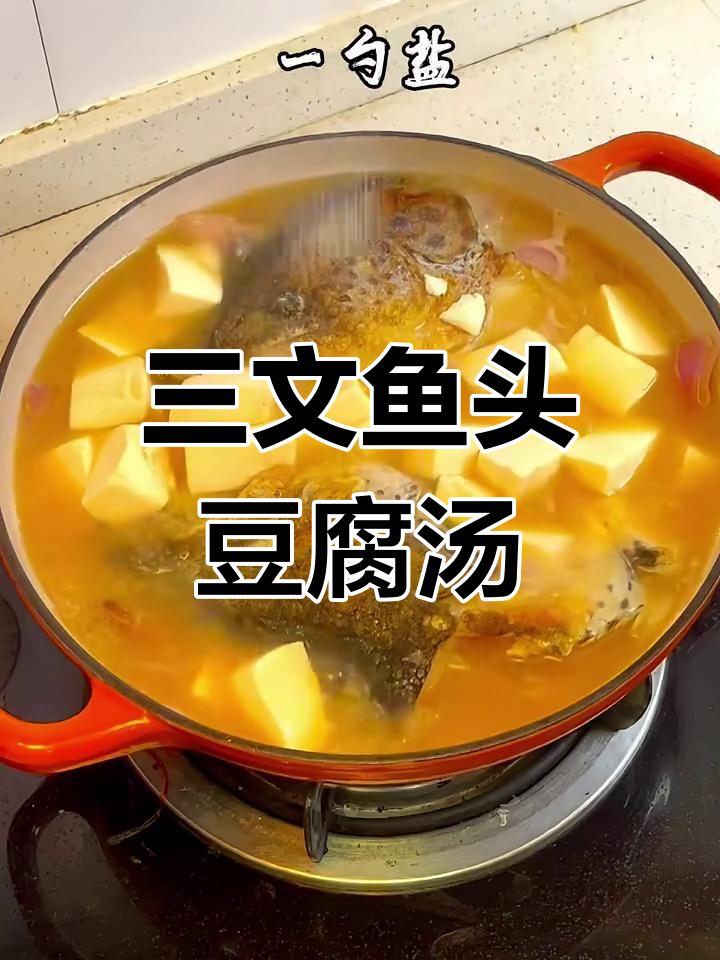 三文鱼头豆腐汤,姜葱蒜香炖出美味