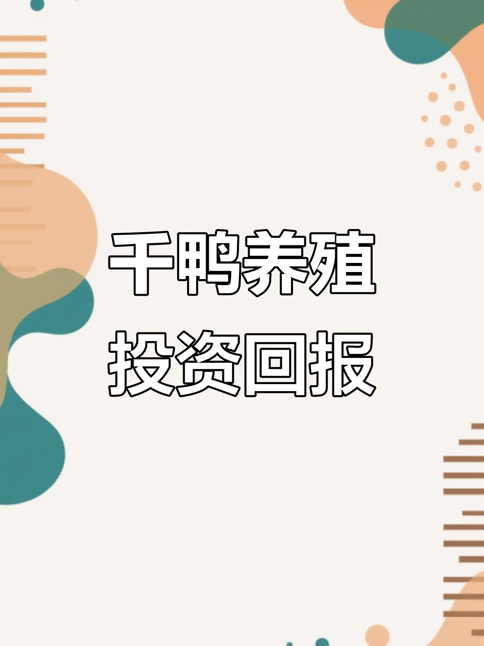 养1000只鸭子,成本与回报分析:多久能回本?