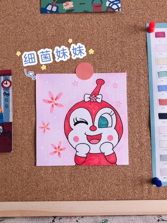 面包超人,细菌妹妹,简笔画,马克笔画,卡通画