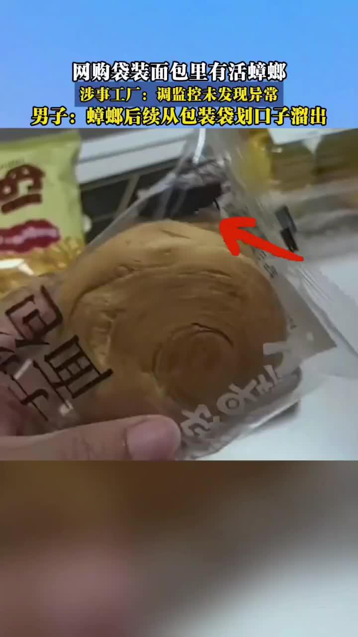 网购袋装面包里有活蟑螂 涉事工厂：调监控未发现异常
