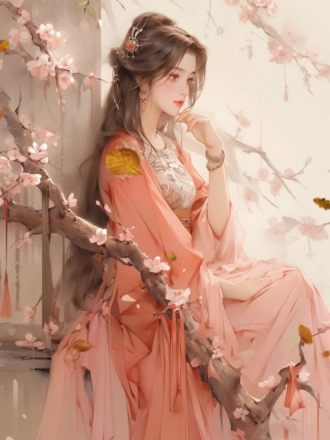这样的古风插画壁纸,可以做小说封面底图了