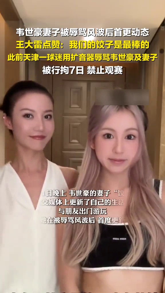 韦世豪妻子被辱骂风波后首更动态,王大雷留言支持:我们的饺子是最棒的