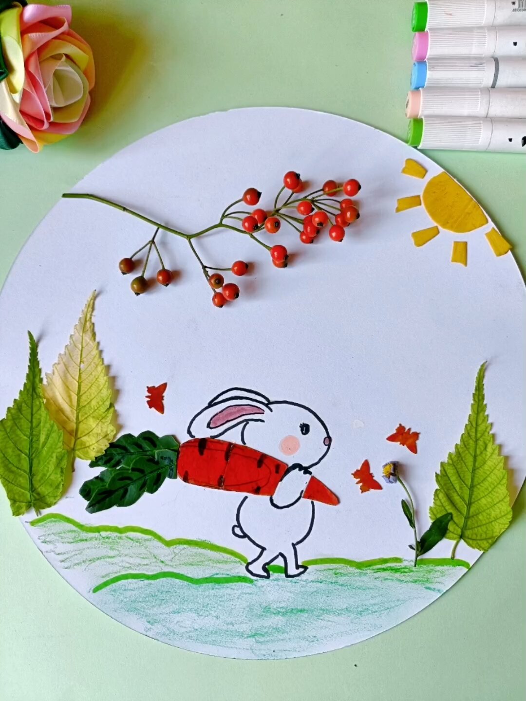 树叶画《秋收》