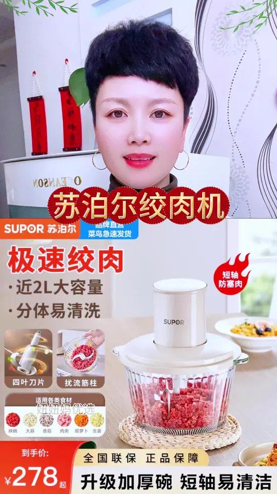 苏泊尔家用绞肉机 2L大容量4叶刀多功能绞肉绞菜辅食碎肉机饺子馅