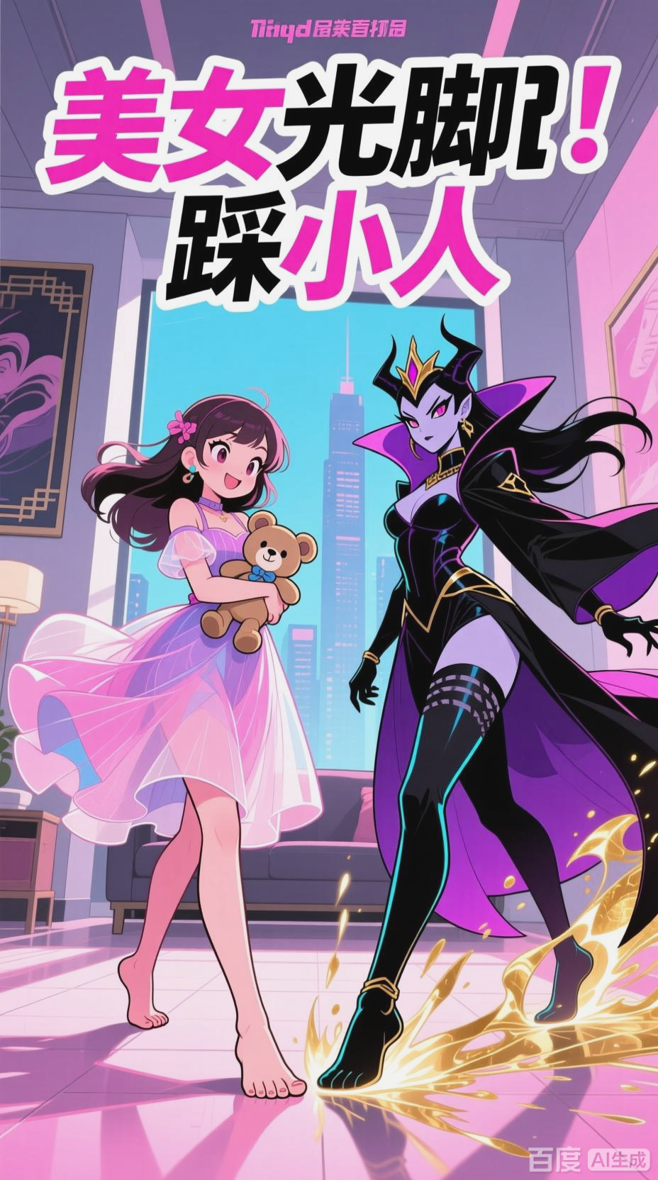 美女光脚踩小人,趣味演绎