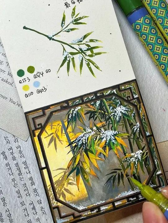 5简单3步学会用丙烯马克笔画竹 丙烯马克笔丙烯马克笔绘画丙烯马克笔手绘丙烯马克笔风景