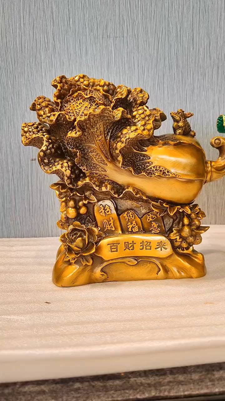 纯铜白菜百财工艺品摆件