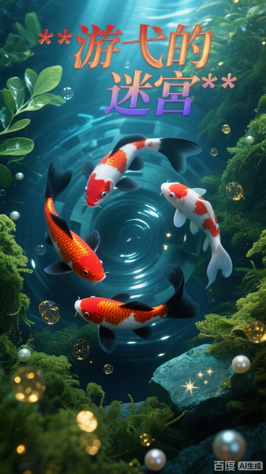 水下琉璃世界，金鱼悠游幻境