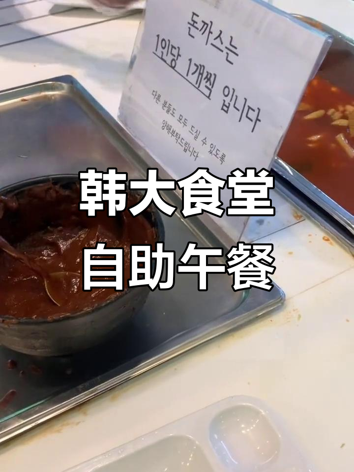 韩国大学食堂自助午餐大揭秘:炸猪排、辣白菜与炒年糕的完美搭配