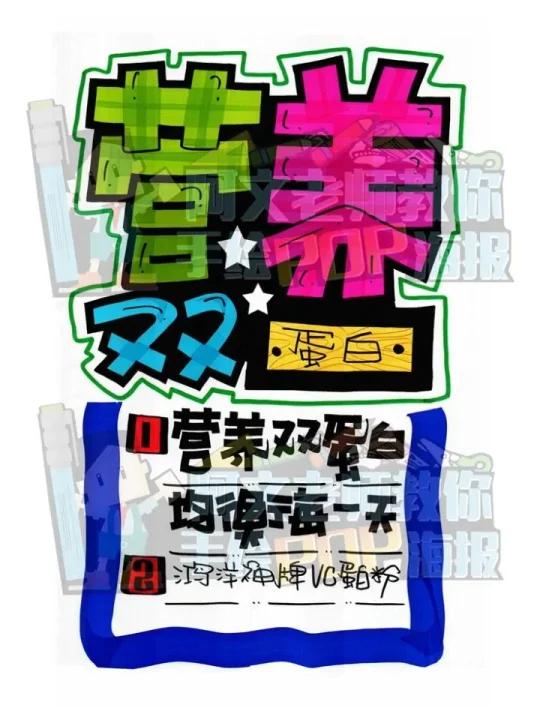 营养双蛋白手绘POP海报|药店手绘POP海报