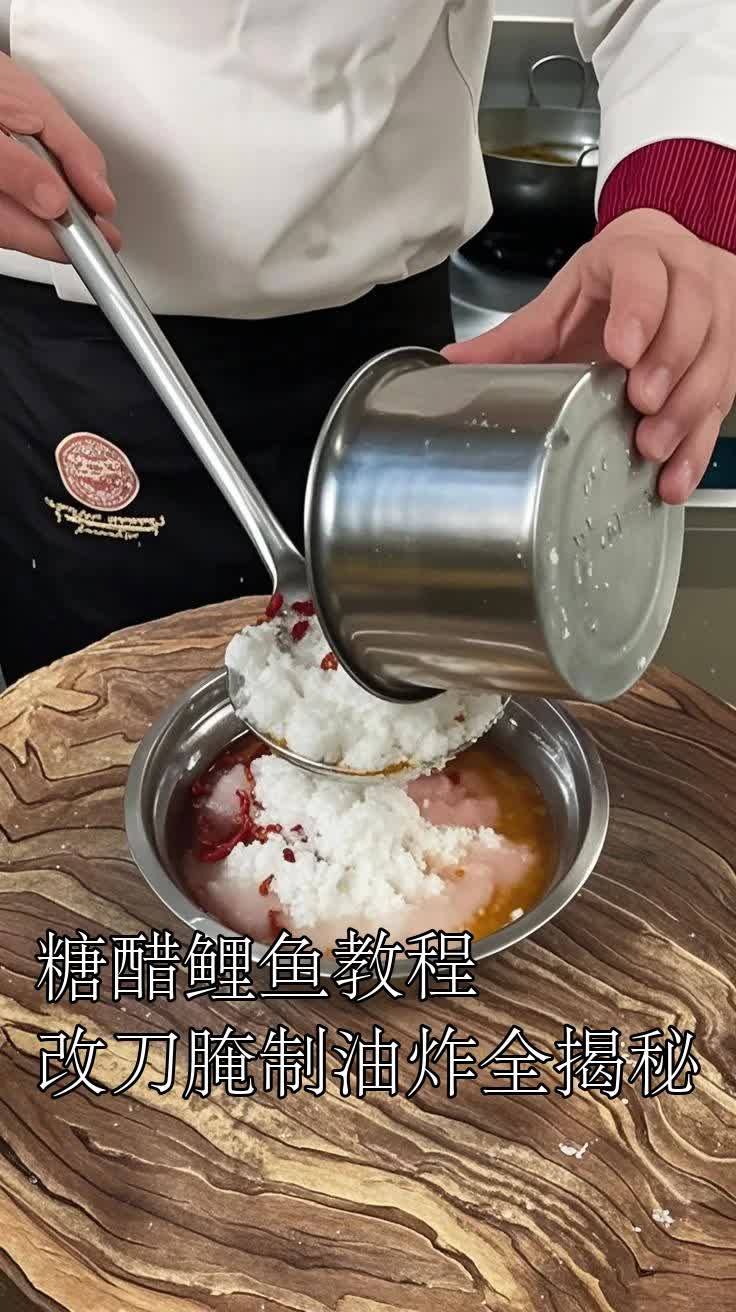 糖醋鲤鱼教程改刀腌制油炸全揭秘