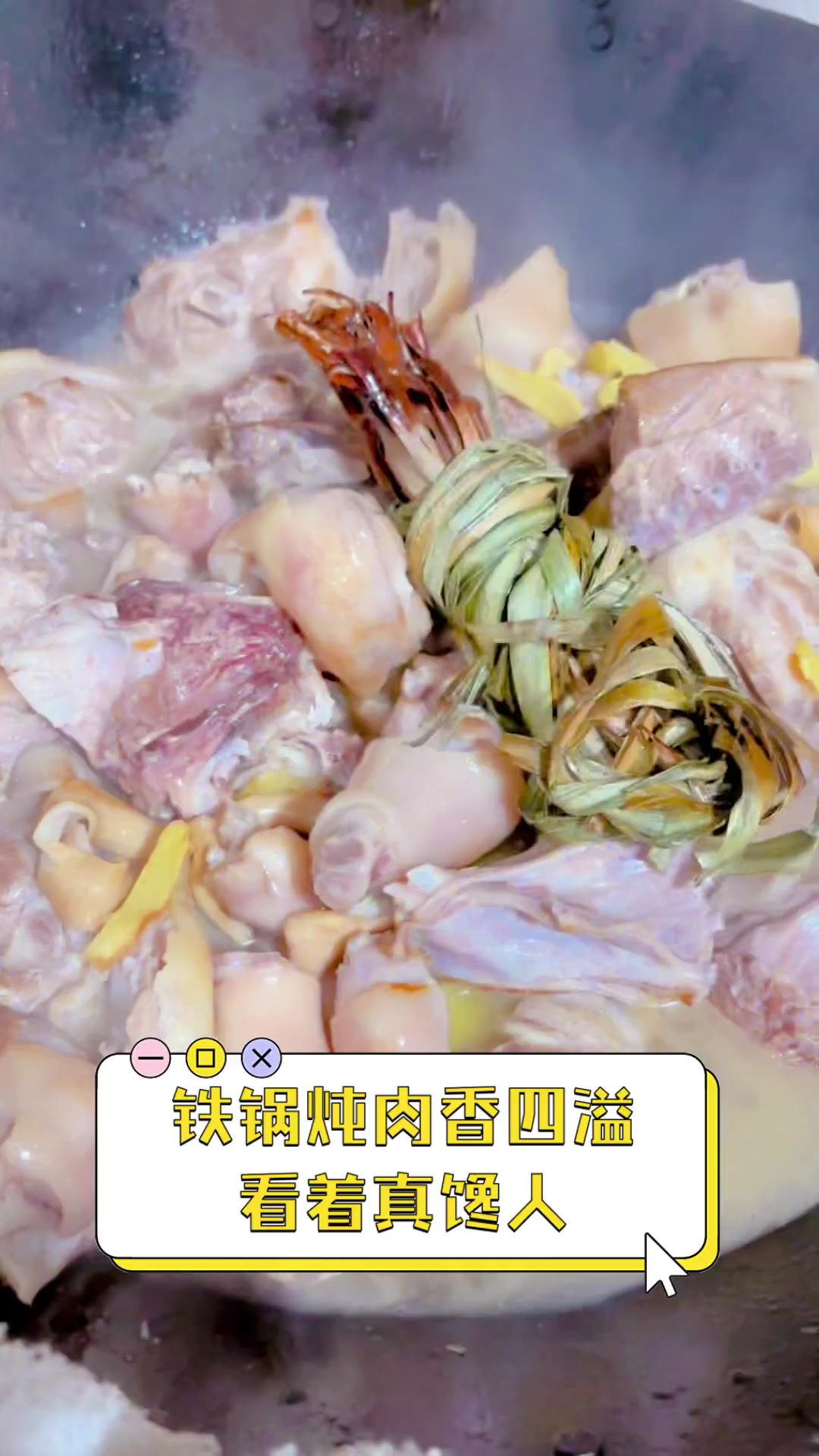 铁锅炖肉香四溢,看着真馋人