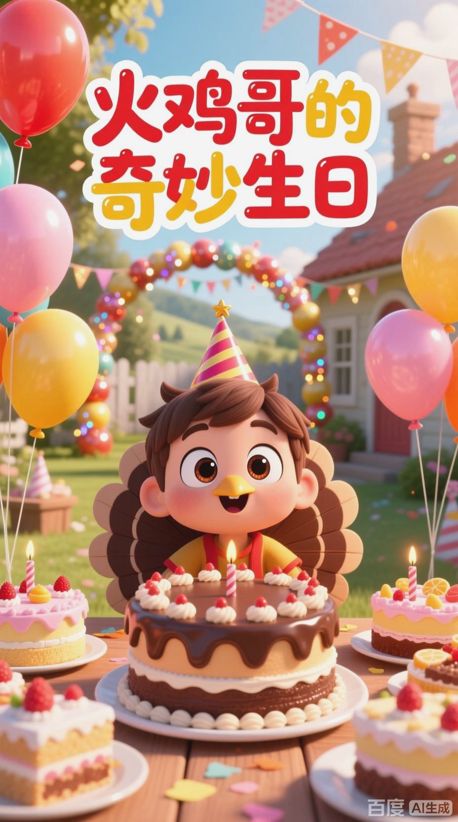 火鸡哥生日，卡通角色齐庆贺