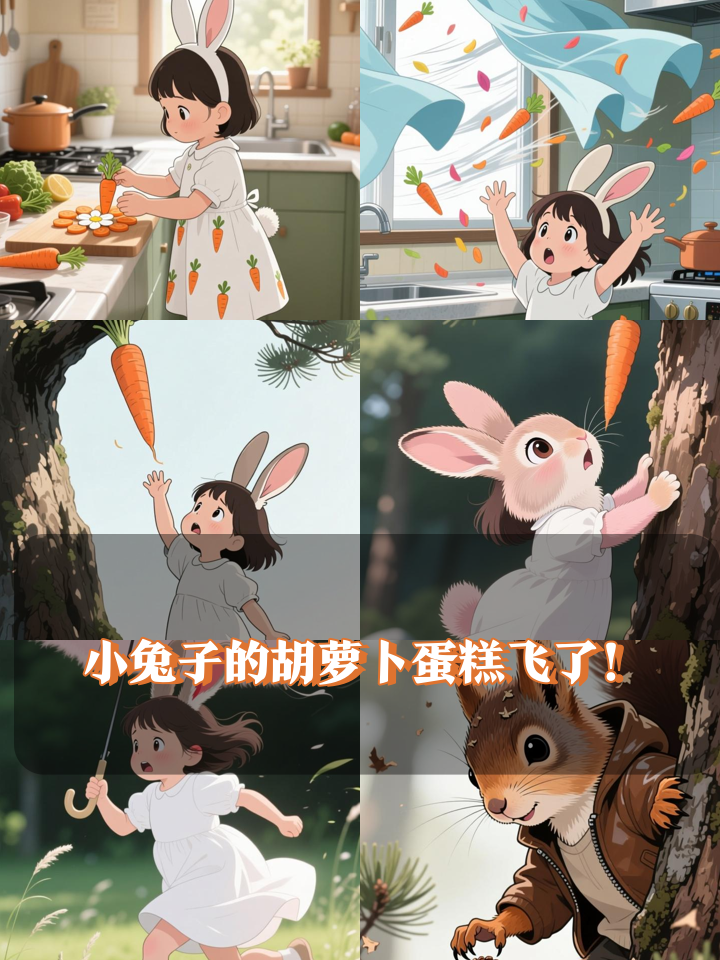 小兔子为妈妈做生日蛋糕,胡萝卜却被风吹走!