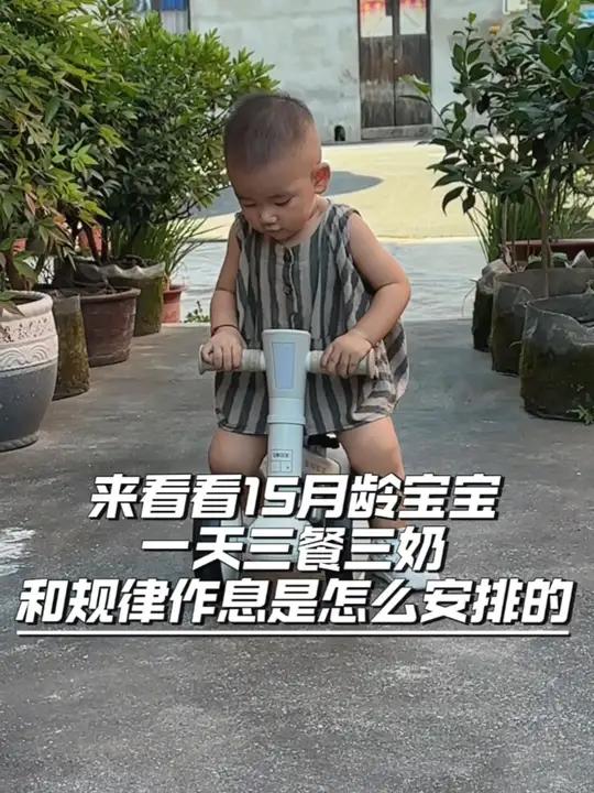 1岁3个月|来看看15个月宝宝一天三餐三奶和规律作息怎么安排!一天奶量600,早餐:脱皮玉