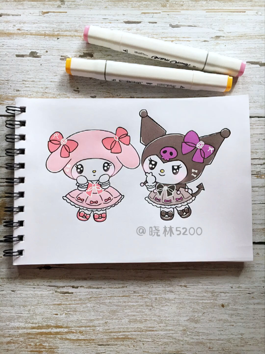 三丽鸥系列简笔画～美乐蒂+库洛米