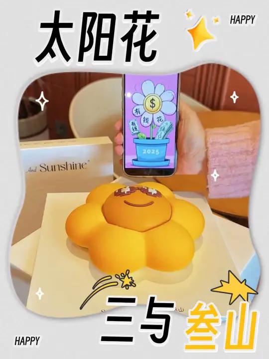 三与叁山太阳花有钱花蛋糕 可爱到爆棚,敲开里面竟然还有彩色巧克力元宝,2025送父母送朋友