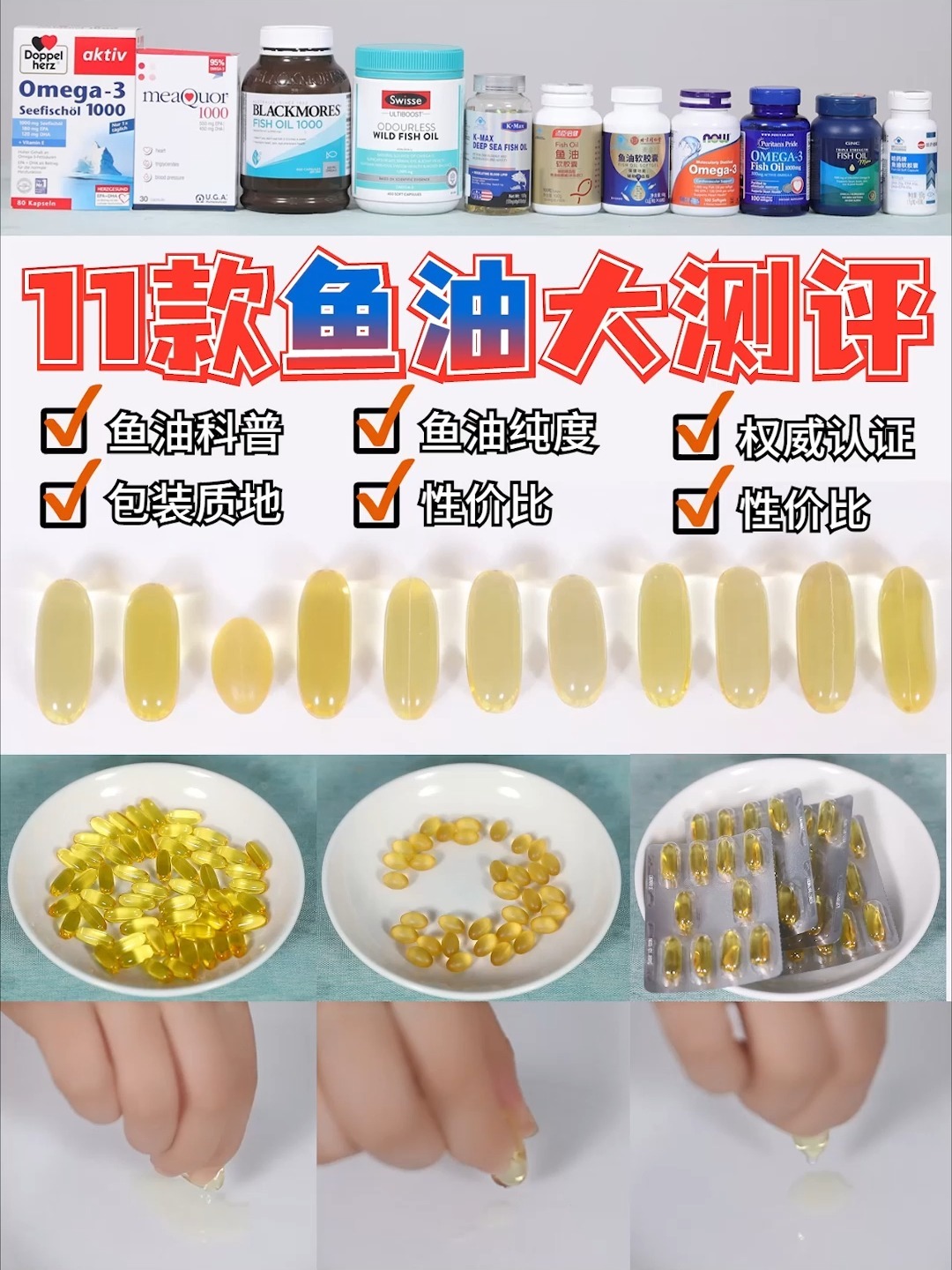 11款鱼油大测评,不同需求鱼油选哪款?