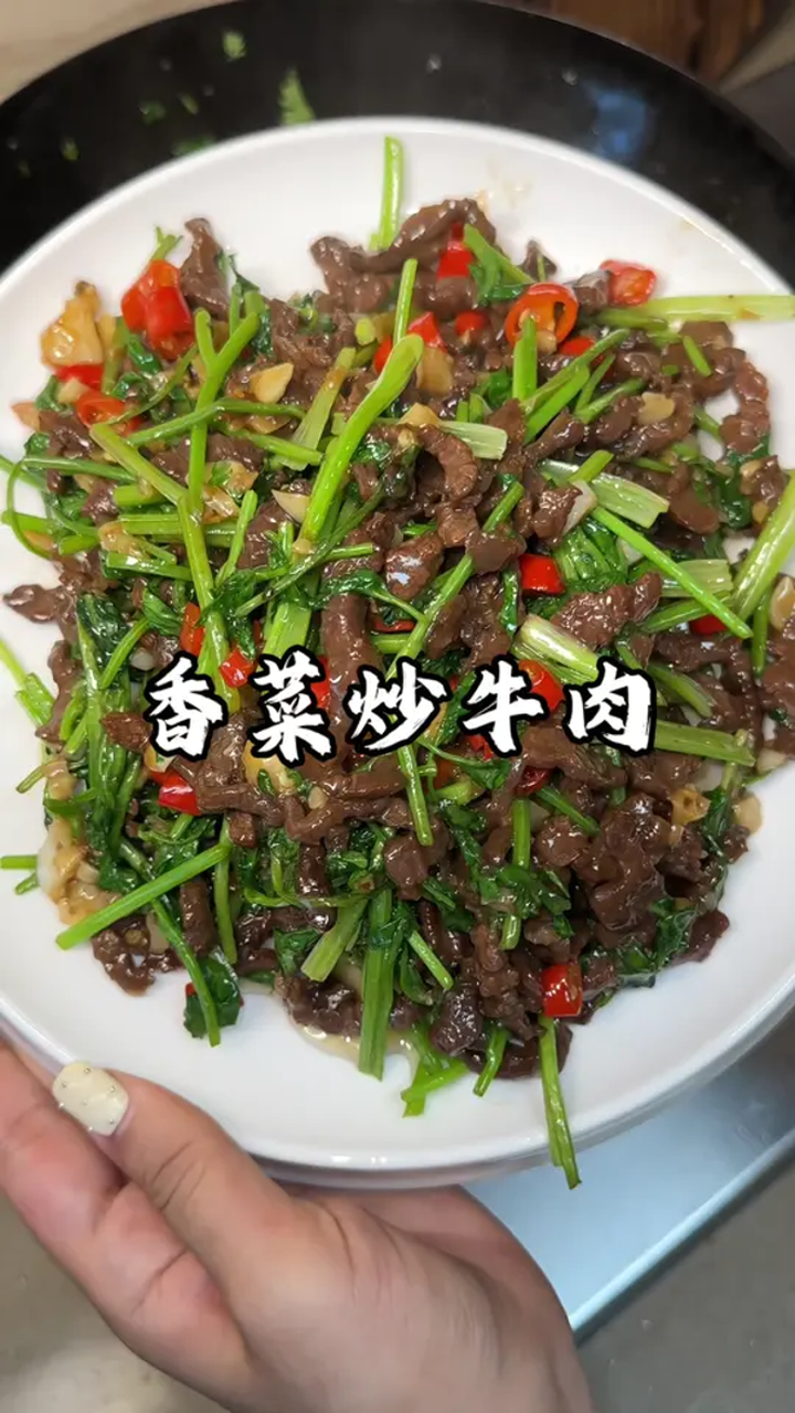 今天教你们做一个非常适合夏天吃的江西菜,香菜炒牛肉!