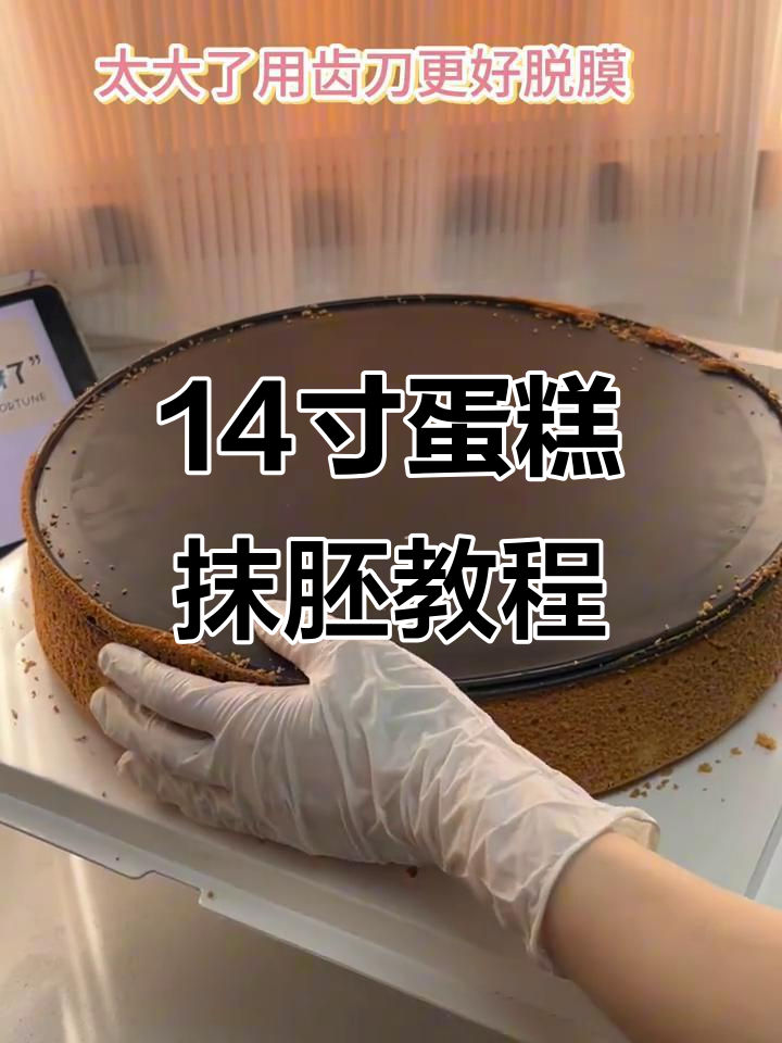 14寸蛋糕抹胚技巧大揭秘，纯动物奶油打造丝滑表面