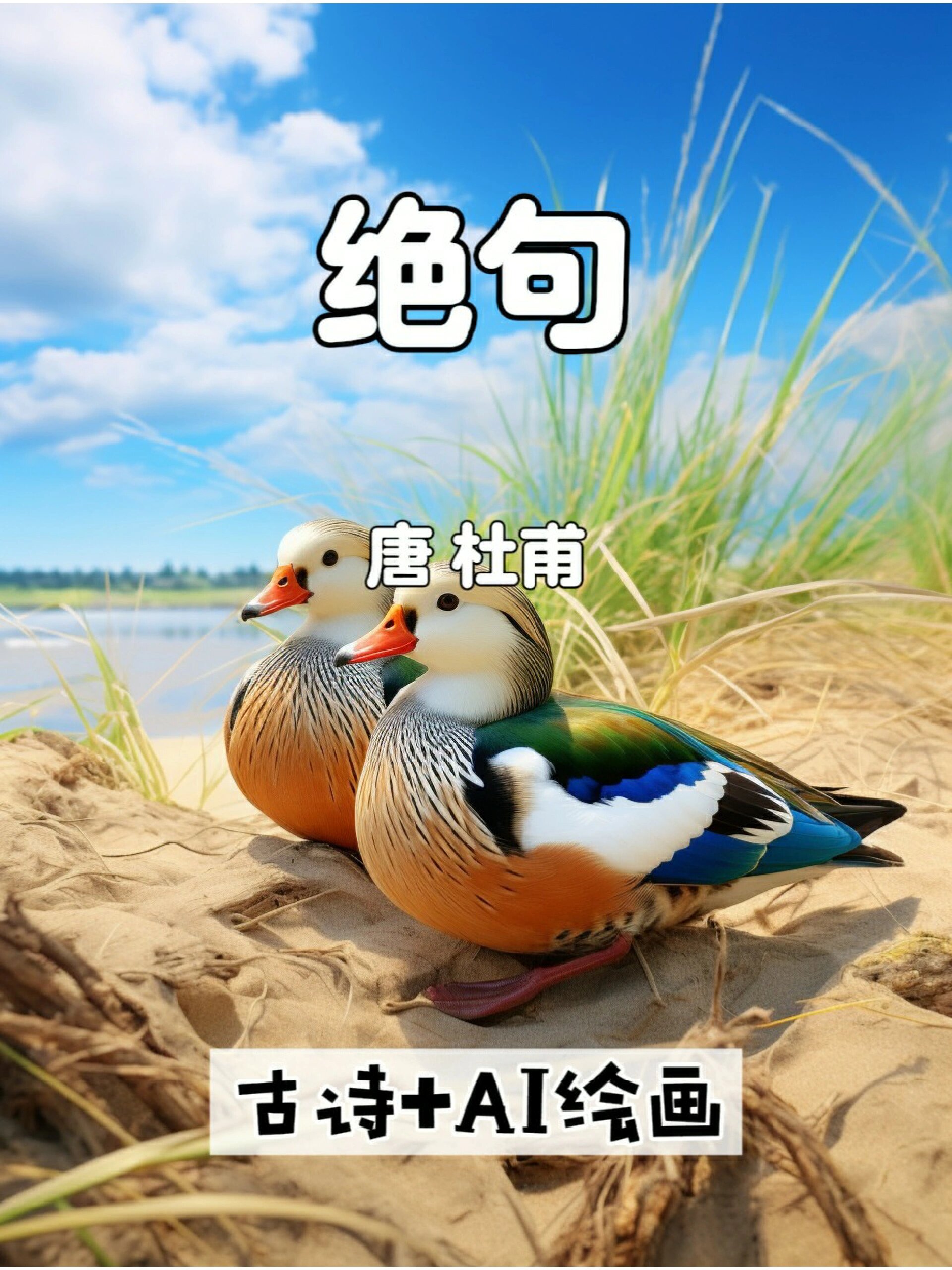 绝句迟日江山丽三年级古诗Ai绘画配图