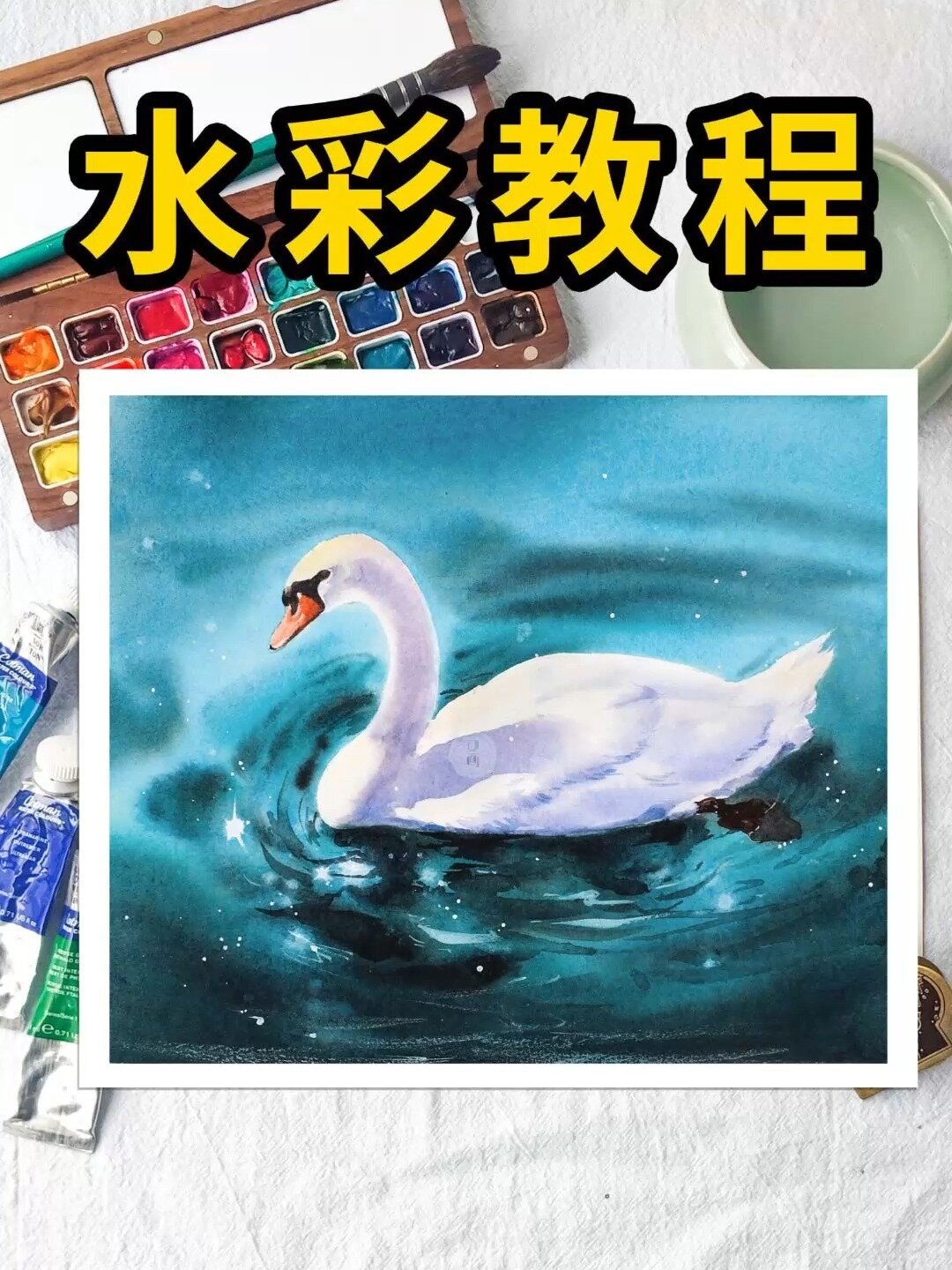 水彩画·如何画一只优雅的天鹅,教程奉上